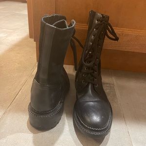 Aquatalia black combat boots with suede